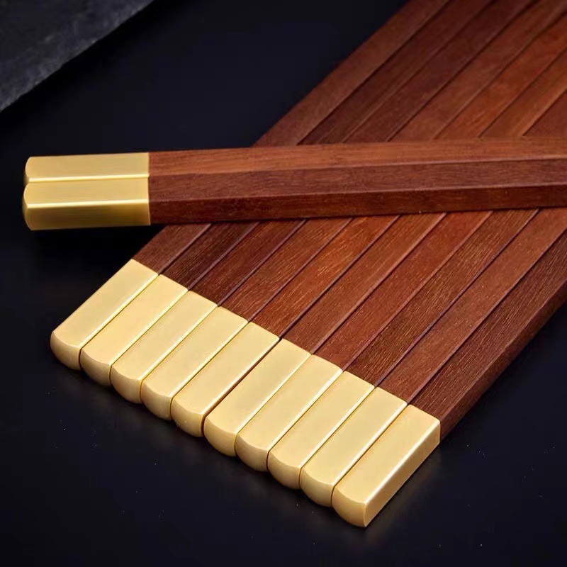 实木筷子家用木筷天然红檀木鸡翅木筷子礼盒套装可印文字