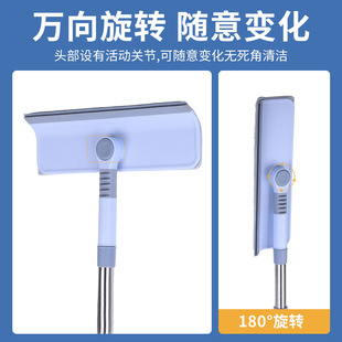 旋转弹簧头拖把擦地擦墙神器拖刮一体加长拖把超市清洁用品