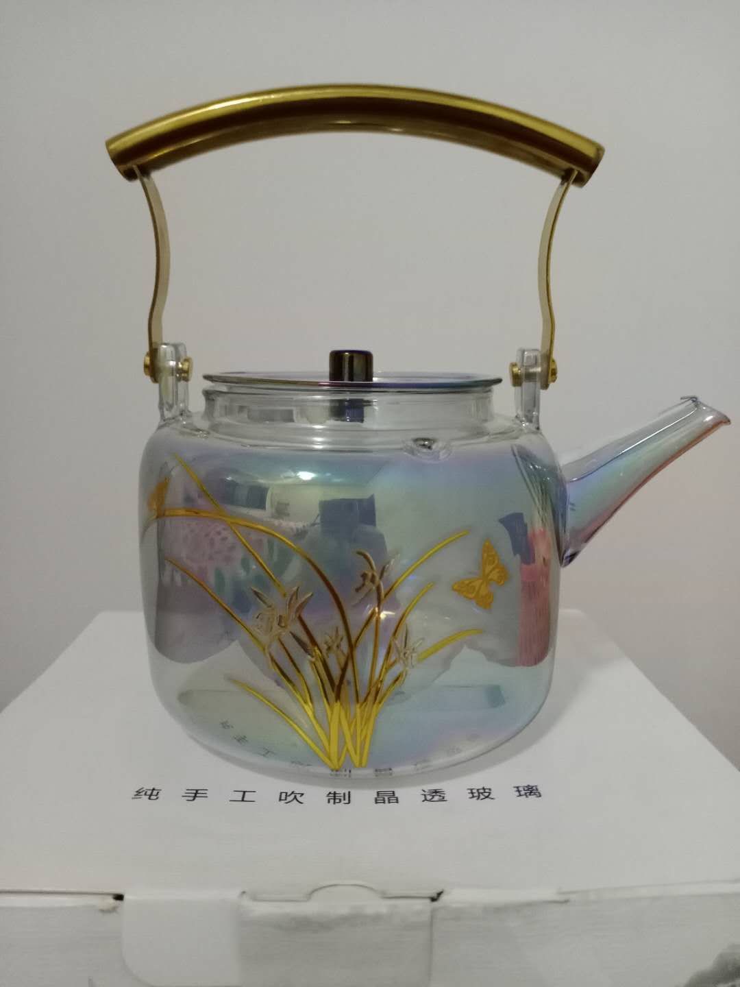 新款围炉玻璃煮茶器烧水壶大容量沸水壶炫彩过滤提梁壶贝彩壶