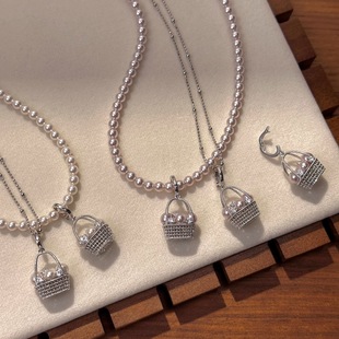 八方来财~s925纯银立体财篮子万能扣吊坠施家珍珠项链轻奢高级感