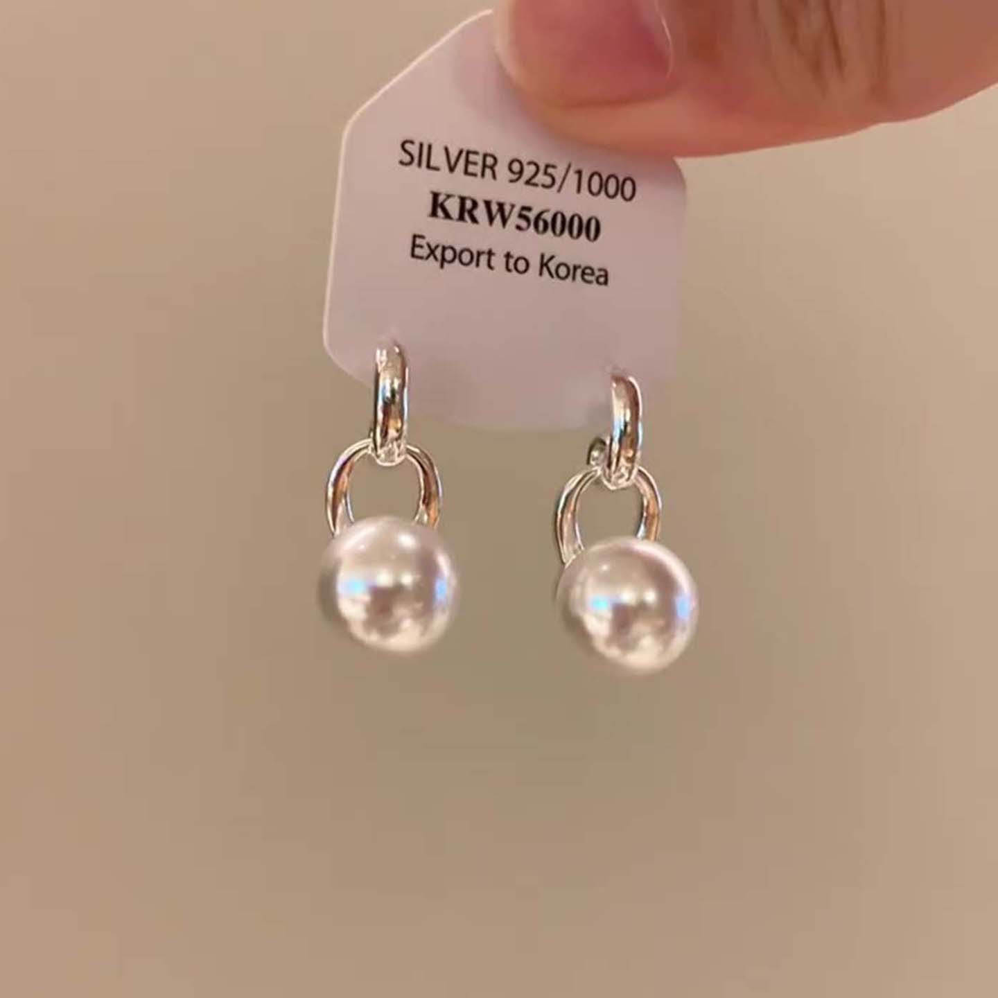 香港展会同款耳环s925通体纯银耳饰施家珍珠双环耳钉女简约高级感
