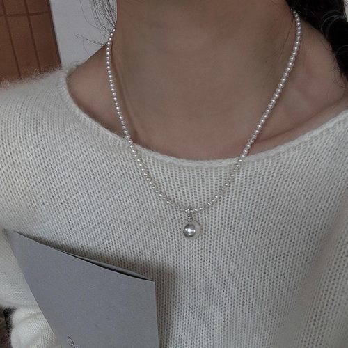 s925纯银爆闪万能扣吊坠施家珍珠项链女轻奢小众设计高级感简约