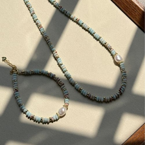 925纯银石头手串天然淡水珍珠多巴胺手链女ins风轻奢小众精致手饰