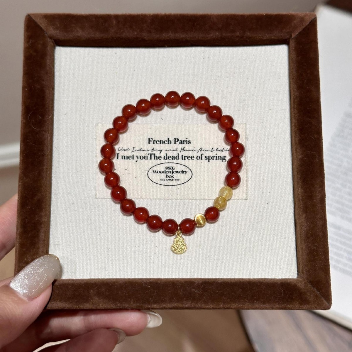 s925纯银天然红玛瑙金发晶手串女本命年小众设计高级感葫芦手链