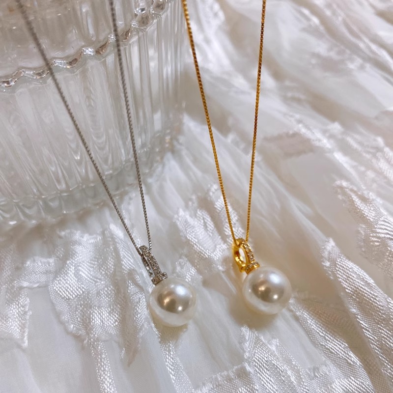 s925纯银施家珍珠奶嘴吊坠万能扣项链女简约气质小众百搭锁骨链