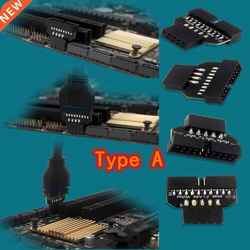 2pcs USB .0 19/20 pin to USB 2.0 9 pin conversion Adapter M