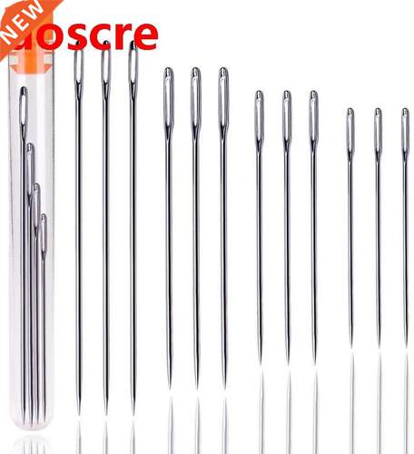 12PCS Large Eye Stainless Steel Sewing Needles, 9PCS Sewing