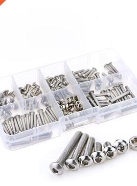 230Pcs M3 Hex Hex Drive Button Head Socket Cap Bolts Screws