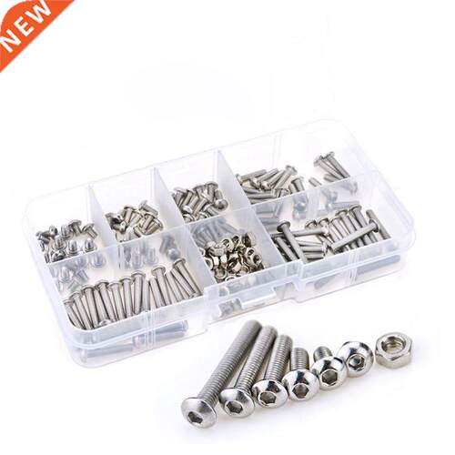 230Pcs M3 Hex Hex Drive Button Head Socket Cap Bolts Screws