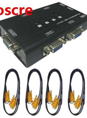 USB VGA KVM Switch with 4 Cables, 4 Port Selector Switcher f
