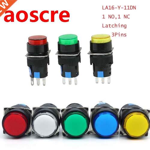 1pc Latching Self Lock 16mm NO NC Round Pushbutton Switch D