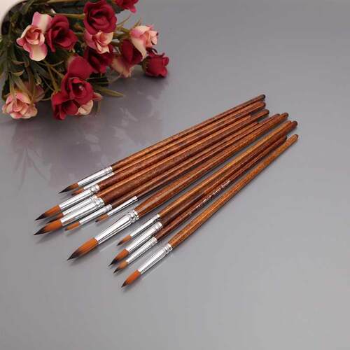12Pcs Artists Paint Brush Set Nylon Hair Acrylic Watercolor