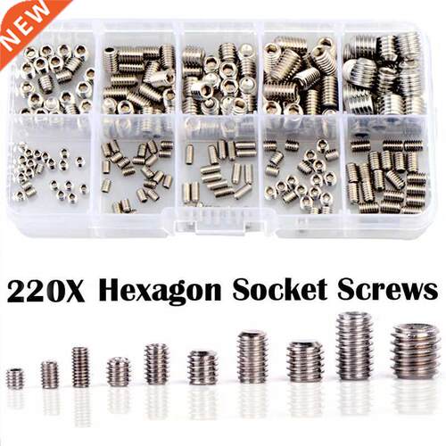 220pcs M3 M4 M5 M6 M8 Flat Point Set Screw 304 Stainless Ste