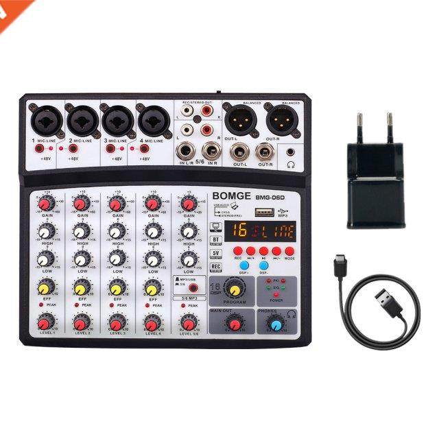 6 Channels Audio Mixer Portable Sound Mixing Console USB Int