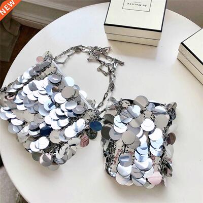 Sequins Handbags Silver Bag Women Small Tote Bag Bling Bling