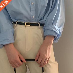 Punk Lether Thin Belt For Women Personlity Metl Buckle W