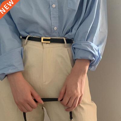 Punk Lether Thin Belt For Women Personlity Metl Buckle W