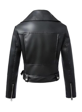 New Autumn Women Pu Leather Jacket Woman Zipper Belt Short C