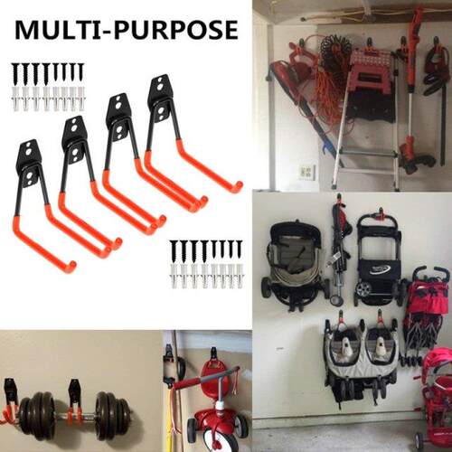 Wall-Mounted Garage Bike Hanger Hook Heavy Duty Metal Hooks