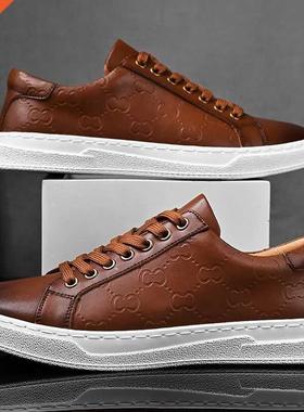 New Designer Men Casual Shoes 2022 Luxury Leather Flats Man