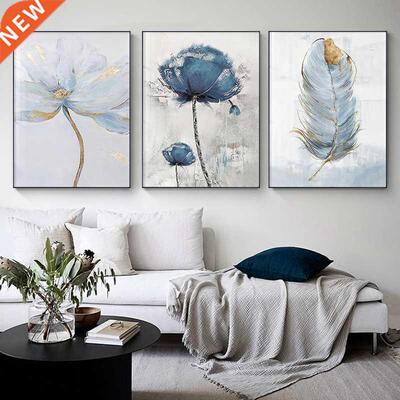 Scandinavian Flower Art Abstract Painting Print Feather Dec