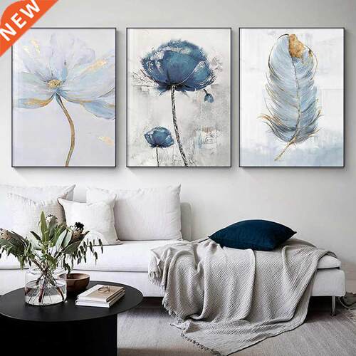 Scandinavian Flower Art Abstract Painting Print Feather Dec
