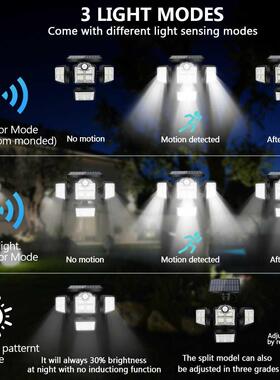 2000W 198 192 LED Solar Lights Outdoor Motion Sensor 4 Heads