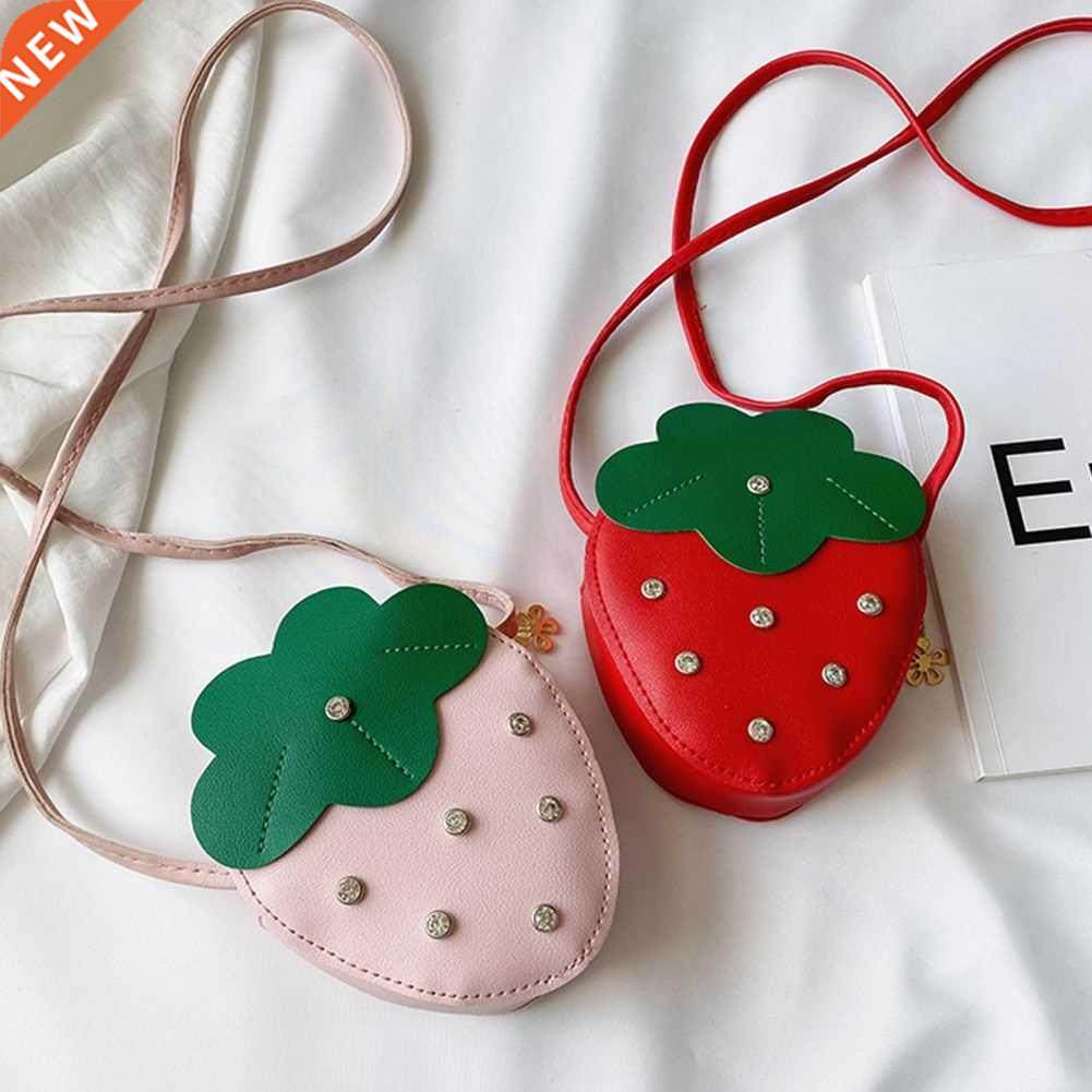 children strawberry rivet shoulder bag fashion rivet pu cros