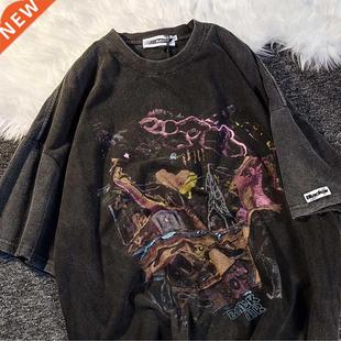 Oversized T-Shirt Short Sleeve Oversize Set Hip Hop O-Neck G