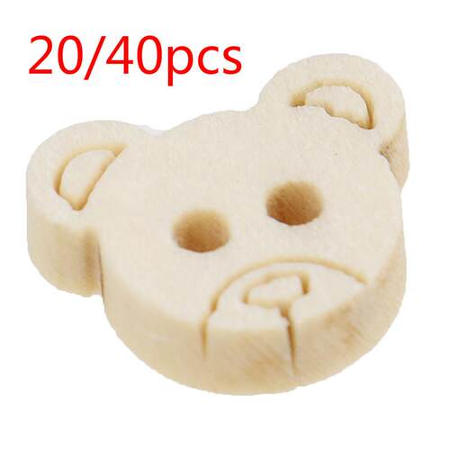 20Pcs /40pcs Wood Sewing Button Scrapbooking Little Bear Two