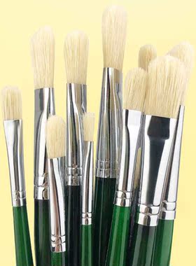 1PC Water Gouache Oil Painting Pen Flat-headed Pig Bristle H