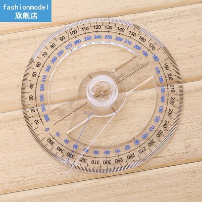 360 Degree Circular 10cm Plastic Pointer Protractor Ruler An