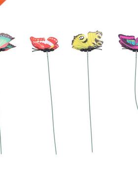 4X Colorful Smulaton Butterfles Stakes Outdoor Courtyard