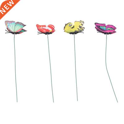 4X Colorful Smulaton Butterfles Stakes Outdoor Courtyard