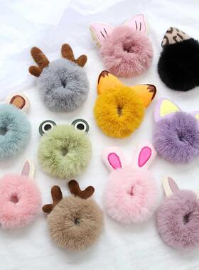 Hair Accessories Fake Fur Hair Rope Cute Bear Scrunchies Wom