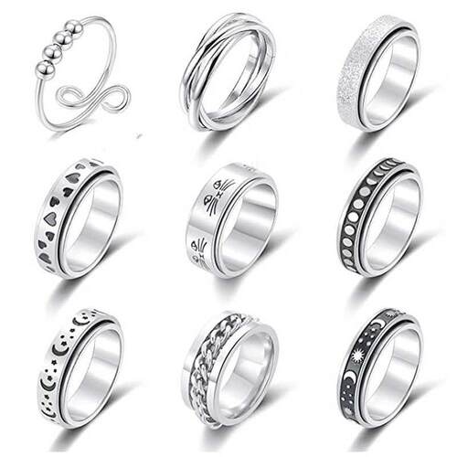 SIZZZ Spinning Spinner Ring For Men Women Anxiety Fidget Rin