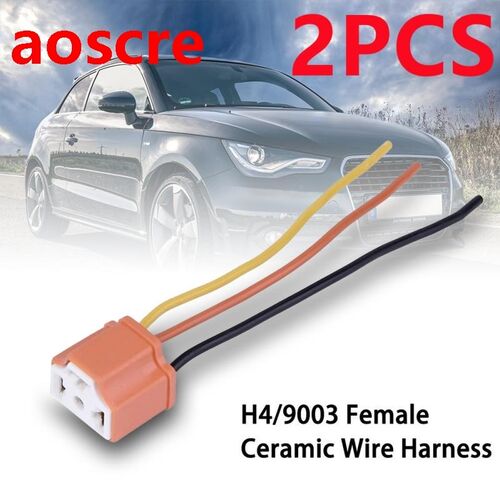 2Pcs H4 9003 HB2 Car Headlight Connector Plug Car Female Pig