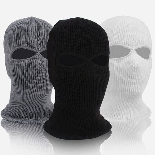 Unisex 2-Hole Knitted Ski Mask Balaclava Hat Winter Solid Co