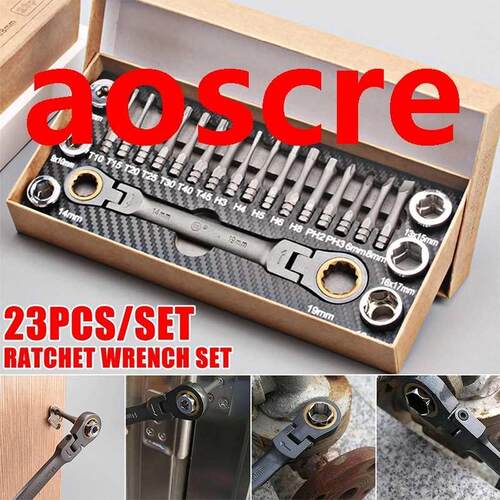Multifunction Ratcheting Socket Wrench Set Metric with Adapt