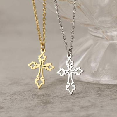 Stainless Steel Necklaces Vintage Cross Pendants Chain Choke