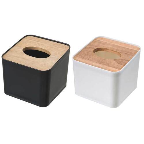 New Modern Wood Napkin Holder Square Shape Wooden Plastic Ti
