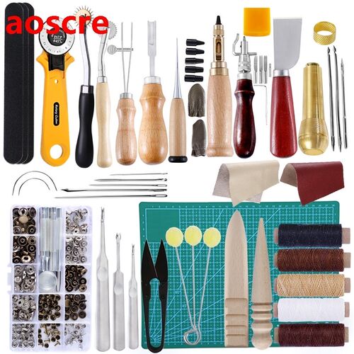 42 PCS Complete Leather DIY Craft Tool Sets ,Beginner-Hand S