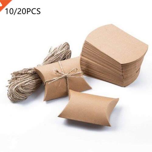 10/20pcs Kraft Paper Box Pillow Shape Can Box Wedding Favo