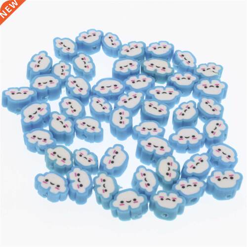 0/50/100Pcs Cartoon Clouds Smile Face Clay Spacer Beads Pol