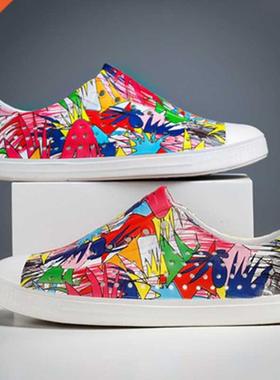 Fashion New Native Men Graffiti Summer Sandals Couple Slip-o