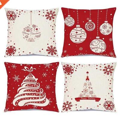 Christmas Throw Pillow Covers 18 X 18 Set Of 4 Winter Decora
