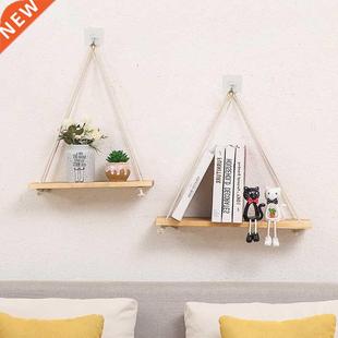 Nordic Style Decorative Shelves Twine Wooden Wall Shelf Clap