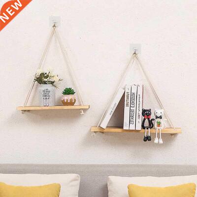 Nordic Style Decorative Shelves Twine Wooden Wall Shelf Clap
