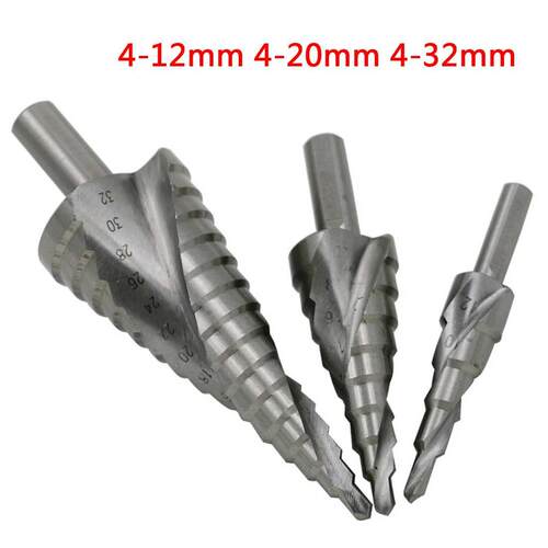 3pcs 4-12mm 4-20mm 4-32mm HSS Spiral Flute Step Bit Core Bit