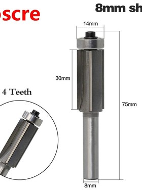 1Pc 8mm Shank 4 Teeth Extra Long Flush Trim Router Bit Beari